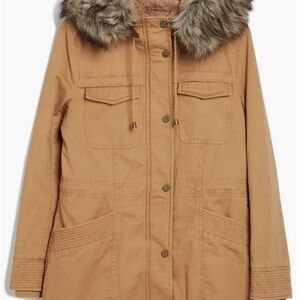 Lucky Brand Women's Twill Hooded Parka with Faux Fur Trim LIKE NEW